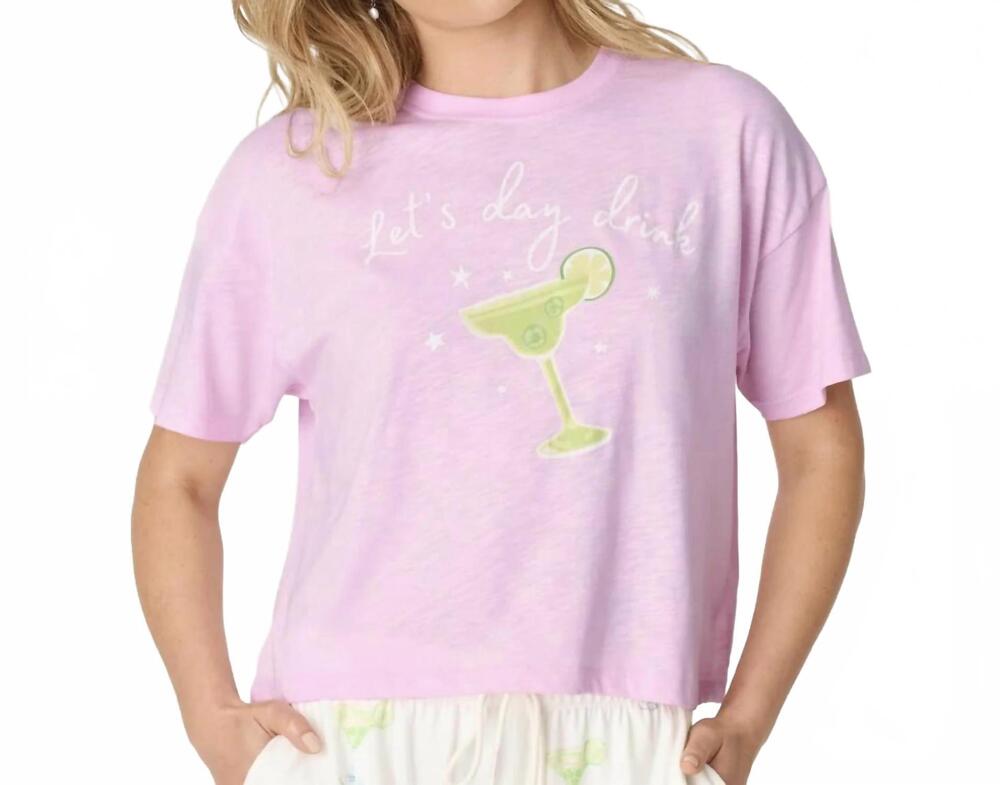 NEW PJ SALVAGE let's day drink tee in pink